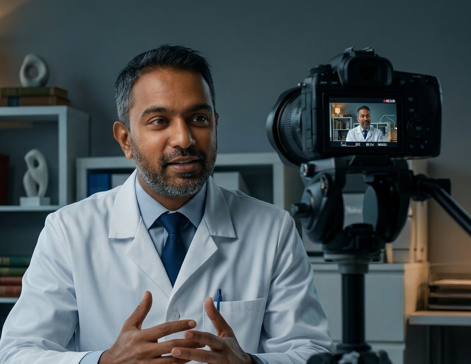 Dentista gravando conteúdo para redes sociais